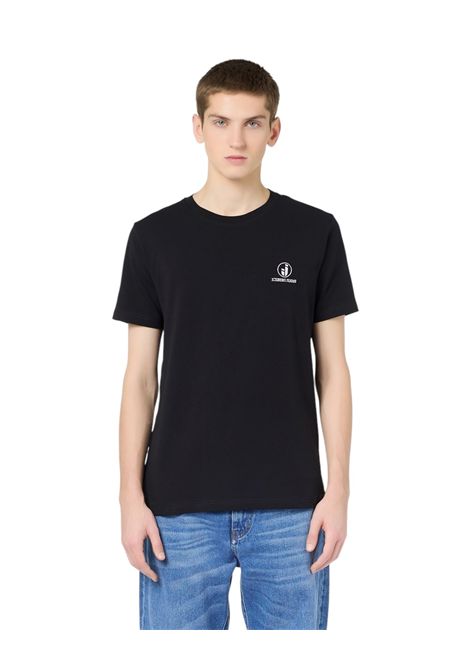 Slim Fit T-shirt in Black Stretch Cotton Jersey with Iceberg IJ Logo Embroidery ICEBERG JEANS | sweaters | F021P4109000